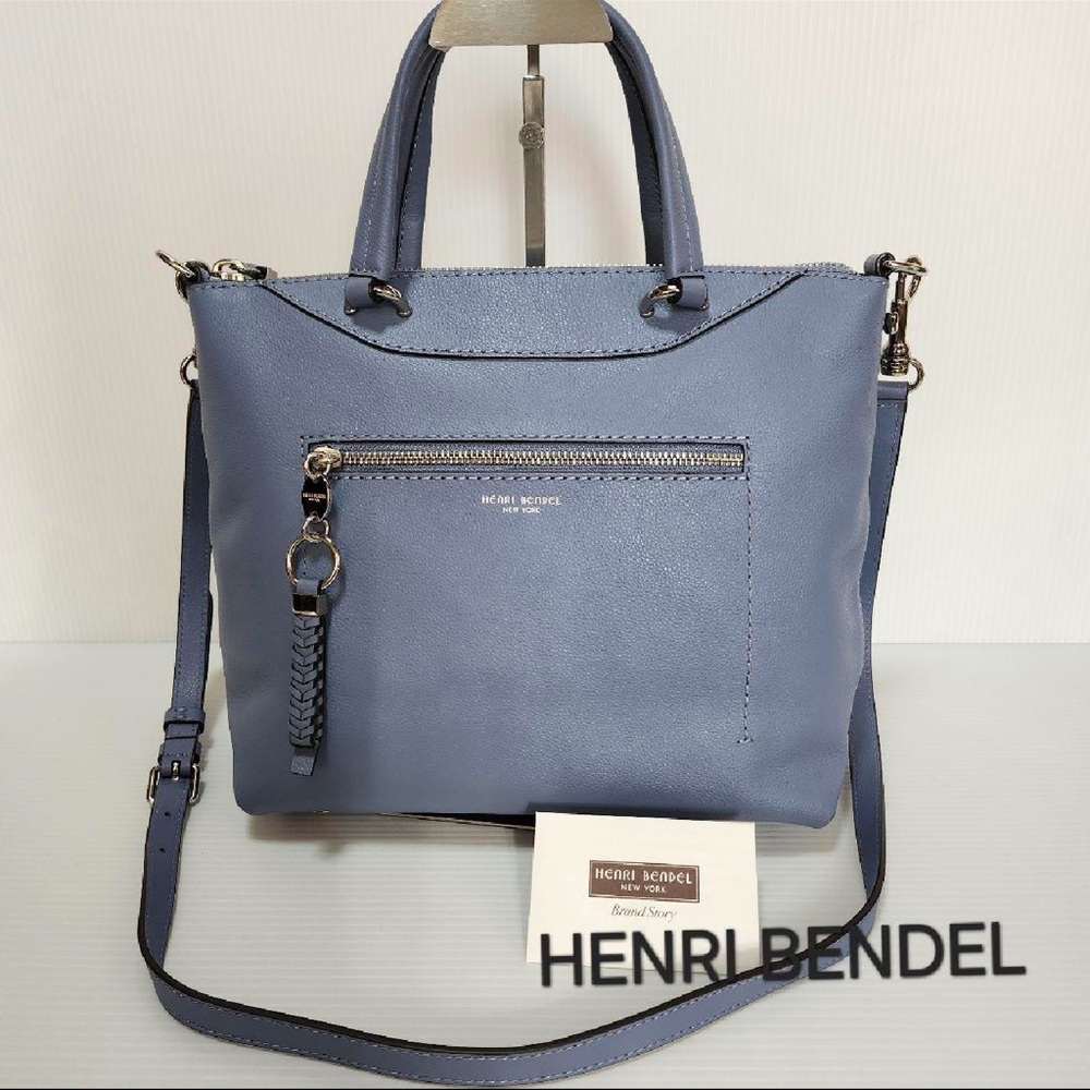 Henri Bendel Blue Leather 2-Way Mini Crossbody Tote Bag - Picture 3 of 11